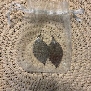 Silver Leaf Drop Earrings